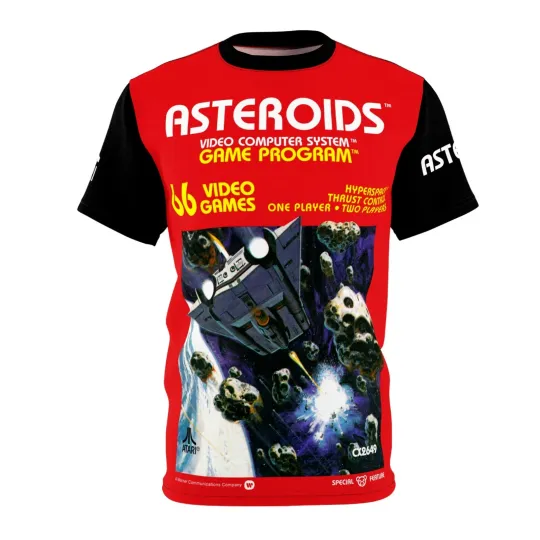 Discover Asteroids Atari 2600 Retro Vintage Video Game Cover T-Shirt