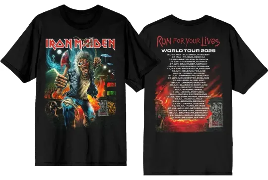 Iron Maiden Run For Your Lives 2025 Tour T-Shirt Unisex