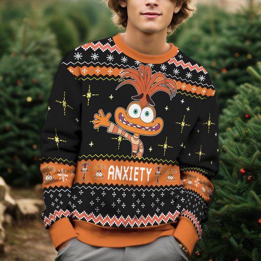 Anxiety Inside Out Ugly Christmas Sweater, Inside Out Christmas Sweater