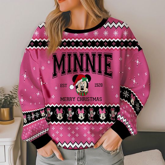 Discover Christmas Mickey And Minnie Ugly Sweater, Disneyland Mouse Xmas Sweater, Disneyland Trip Holiday Sweater, Magic Kingdom Shirt, Gift For Fan