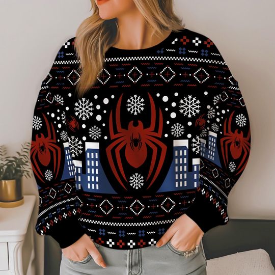 Spiderman Ugly Christmas Sweater,Venom Superhero Movie Ugly Christmas Sweatshirt