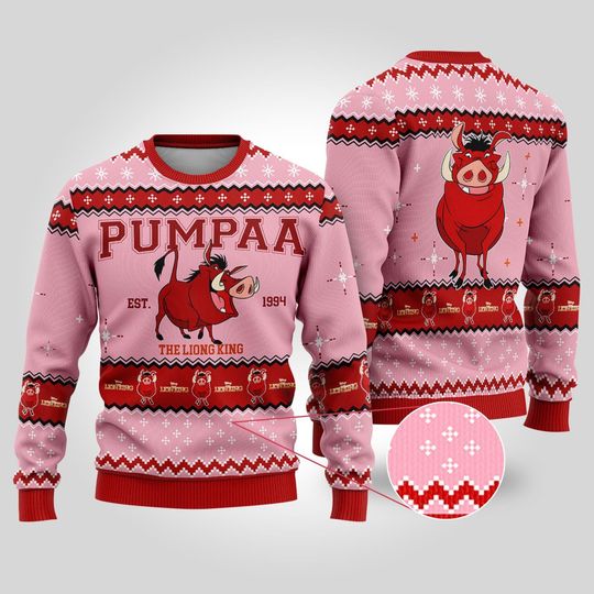 Pumpaa The Lion King Ugly Christmas Sweater, Lion King Characters Shirt