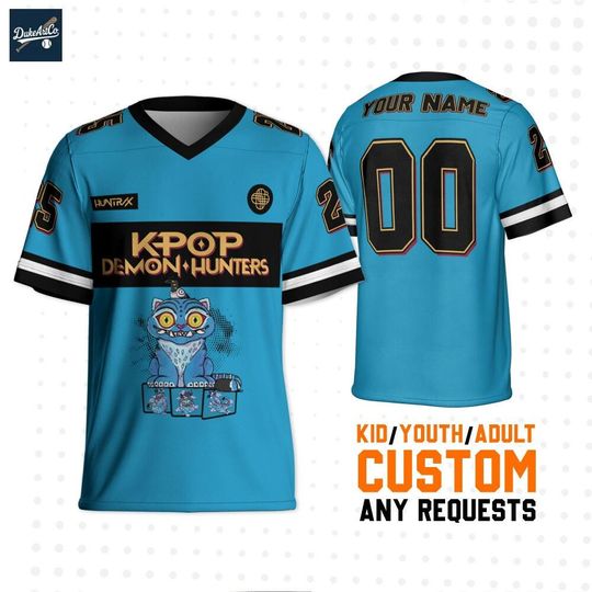 Discover Personalize KDM Tiger And Bird Blue Football Jersey, Custom Kpop idol Football, Gift For Kpop Fan, Kpop Movie