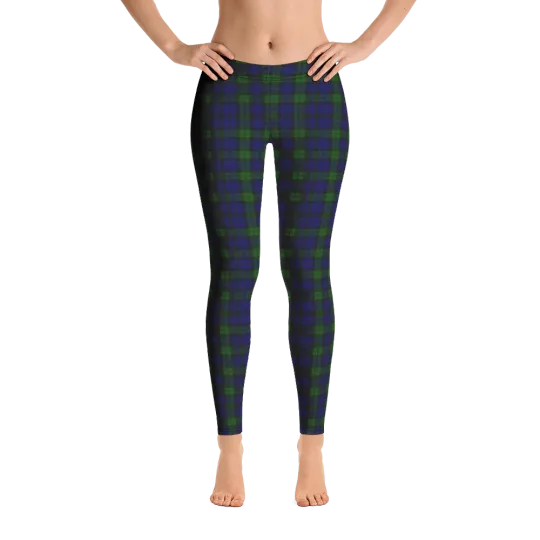 Discover Green Blue Black Plaid Tartan Custom Print Leggings Punk Alternative Goth XS-XL