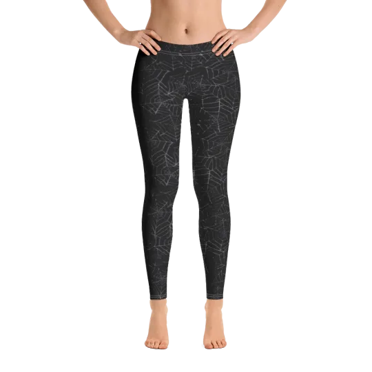 Discover Subtle Spiderweb Custom Print Black Leggings Goth Wiccan Pagan XS-XL