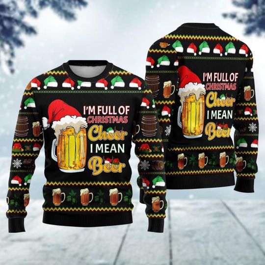 Discover Christmas Santa Beer Ugly Sweater, Cheer Xmas Sweater, Christmas Drinking Sweater Men, Funny Christmas Shirt, Gift For Him