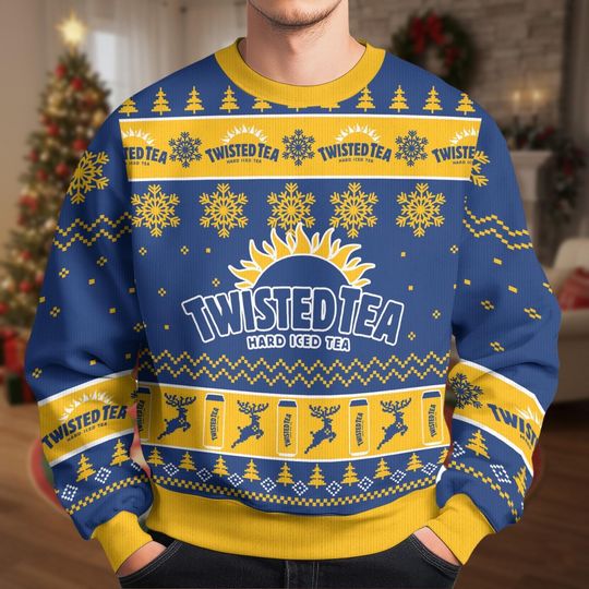 Christmas Twisted Tea Ugly Sweater, Beer Lover Xmas Sweater, Alcohol Knit Sweater, Funny Drinking Holiday Gift