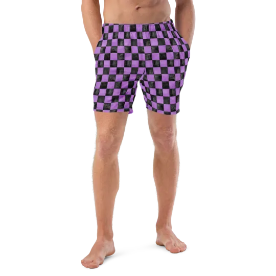 Discover Checkerboard Retro Men's Swim Trunks