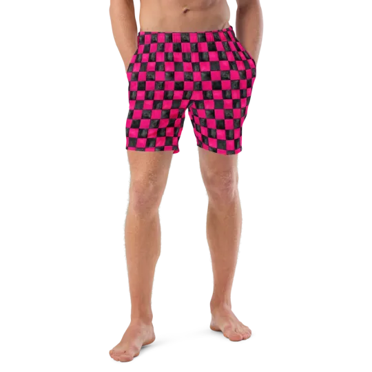 Discover Checkerboard Retro Men's Swim Trunks
