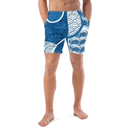 Ocean Waves Abstract Men's Swim Trunks