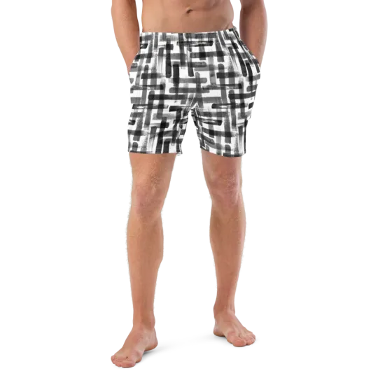 Discover Abstract Plaid Men's Swim Trunks