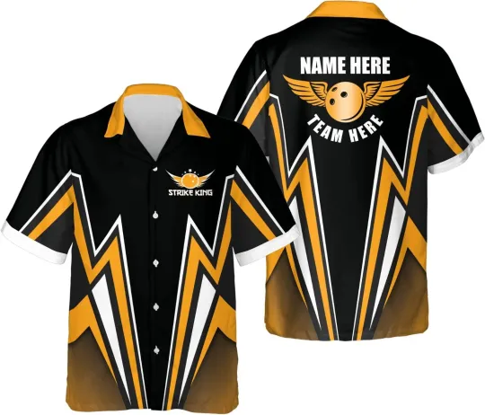 Discover Custom Name Funny Bowling Hawaiian Shirt, Personalized Retro Bowling Shirts