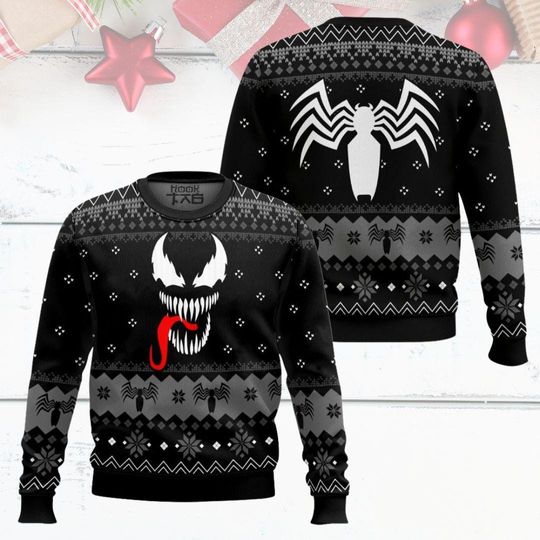 Discover Venom Ugly Christmas Sweater,Mcu Rivals Superhero Venom Xmas Sweatshirt, MCU Superhero Movie Holiday Sweater, Christmas Gift For Men