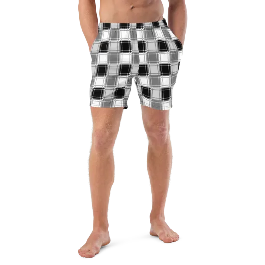 Plaid Checkerboard Men's Swim Trunks