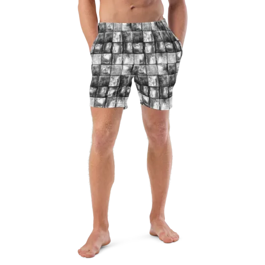 Marbled Squares Men's Swim Trunks