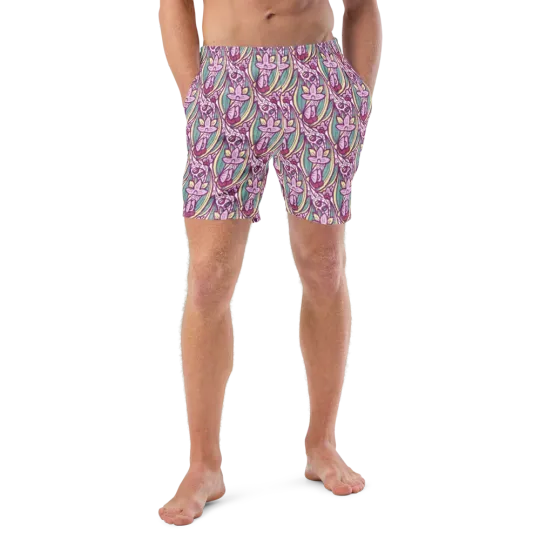 Hawaiian Floral Men's Swim Trunks