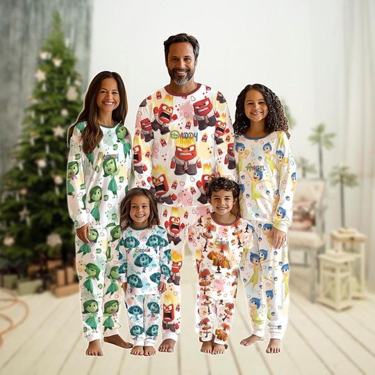 Discover Inside Out Characters Family Pajamas Set, Inside Out Costume Holiday Pajamas, Anger Disgust Joy Anxiety Pj Set Pants, Disney Emotions