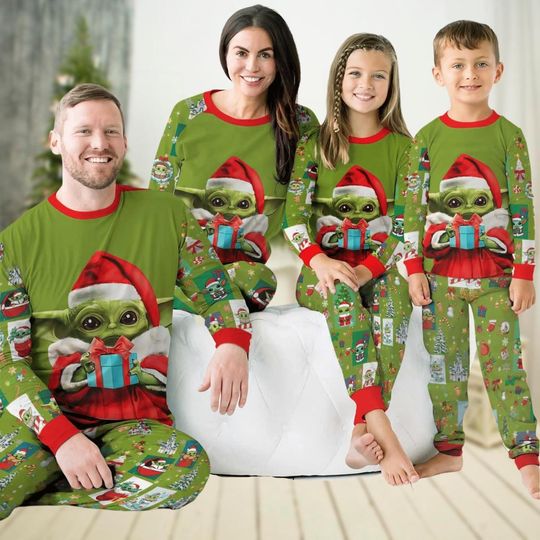 Discover Christmas Baby Yoda Family Pajamas Set, Star Wars Matching Family Pajamas, Disney Movie Holiday Pajamas, Santa Grogu Pj Set Pants