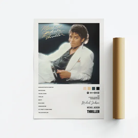 Michael Jackson, Thriller, Album Art Poster, Print, Music, Tracklist