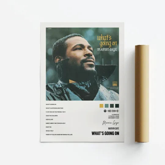 Marvin Gaye What's Going On Album Art Poster Vertical Print Music Tracklist