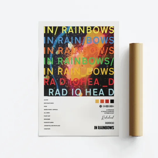 Radiohead In Rainbows Album Art Poster, Music Tracklist Vertical Poster