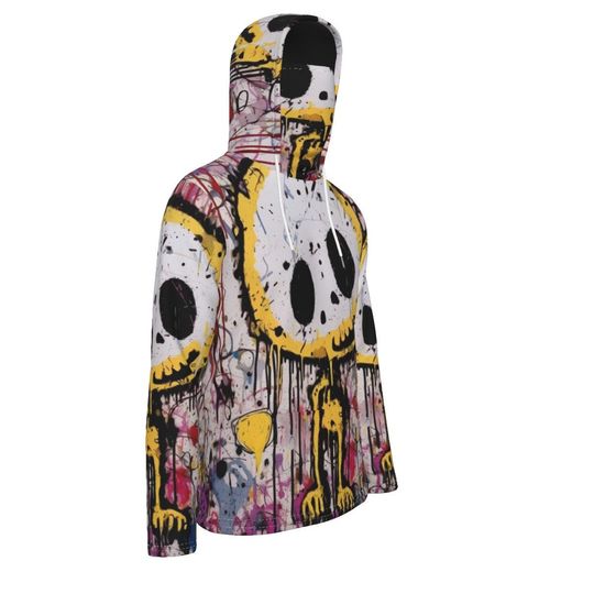 Graffiti Figure Pullover Hoodie With Mask