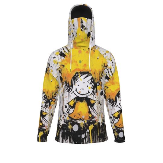 Paint Splatter Pullover Hoodie With Mask