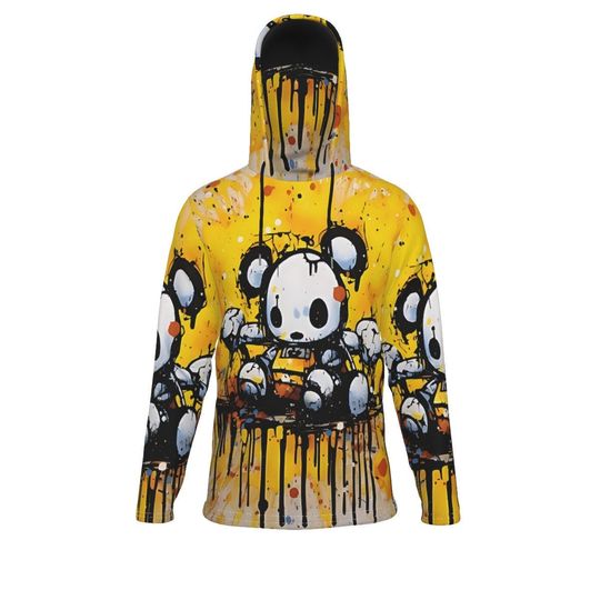 Teddy Splatter Pullover Hoodie With Mask