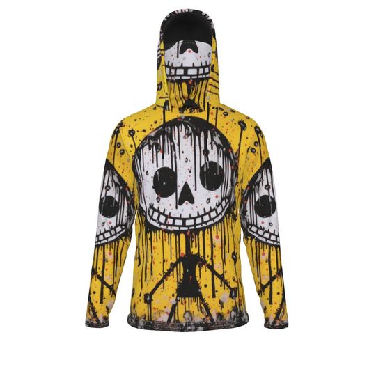 Creepy Stick Figure Pullover Hoodie With Mask