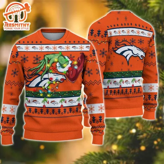 football Denver Bronco funny character Christmas Ugly Sweater For Fans