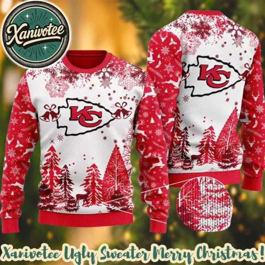 Discover football Kansas City Chief Logo Football Team 2025 Ugly Christmas Sweater