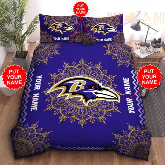Discover Personalized Baltimore Raven Bedding Set, Gift For Football Lover