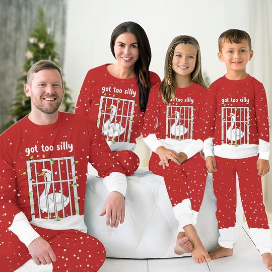 Christmas Goose Family Pajamas, Goose Silly Matching Pajamas Set, Duck Christmas Lights Shirt, Winter Holiday Gift For Women Men Kid