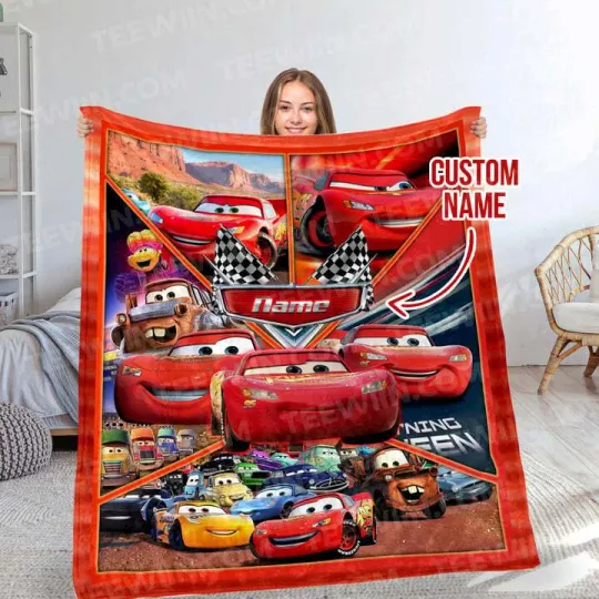 Discover Lightning McQueen Blanket, Customized Name Disney Cars Blanket, Custom Name