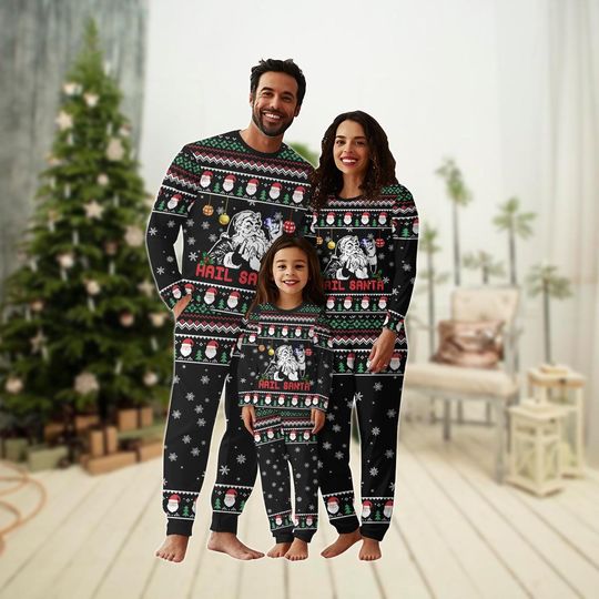 Discover Santa Christmas Family Pajamas Set, Happy Holiday Matching Pajamas, Christmas Tree Shirt, Merry Xmas Pj Set Pants, Santa Claus Shirt