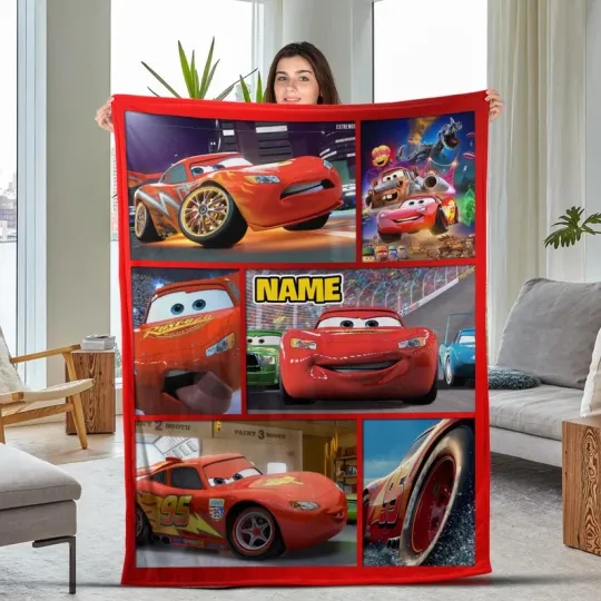 Discover Disney Cars Lightning Mcqueen Racing Track Customize Fleece Blanket