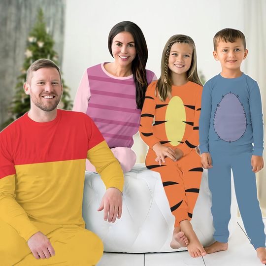Discover Winnie The Pooh Group Costume Pajamas, Dinsey Pooh Family Pajamas Set, Pajamas For Party, Eeyore Tigger Piglet Cosplay, Pjs Christmas