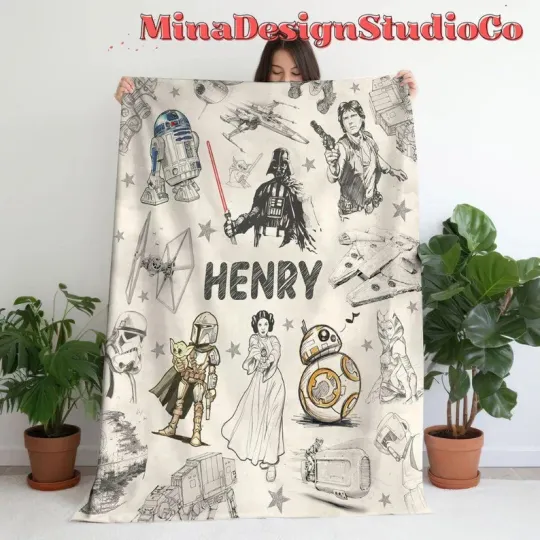 Discover Disney Star Wars Galaxy's Edge Sketched Customize Fleece Blanket