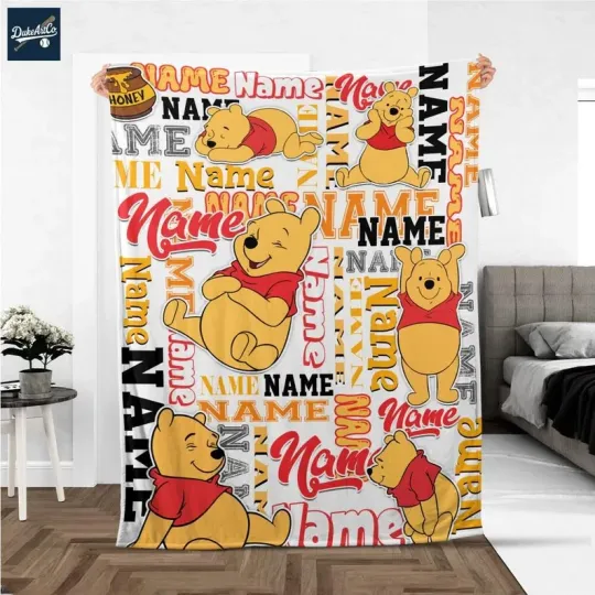 Discover Personalized Winnie The Pooh Fleece Blanket – Custom Name Disney Fleece Blanket