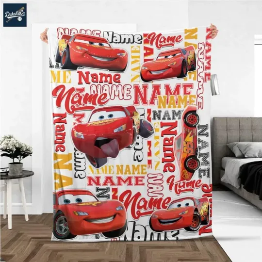 Discover Personalized Disney Cars MCqueen Fleece Blanket – Custom Name Fleece Blanket