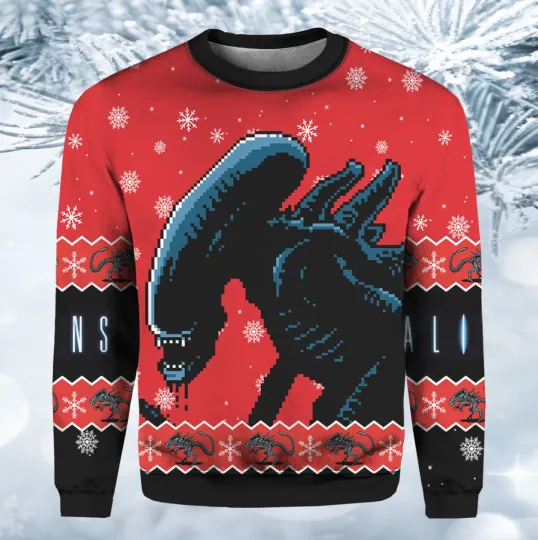 Discover Alien Xenomorph Ugly Christmas Sweater, Xmas Gift For Friend And Family