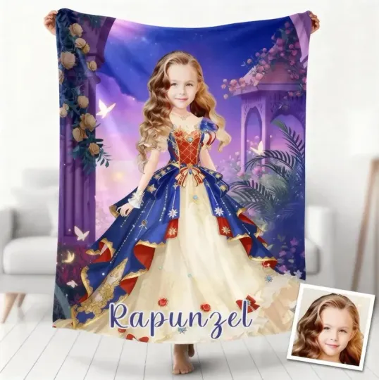 Discover Custom Kids Princess Disney Fleece Blanket Custom Photo Name Baby Girl