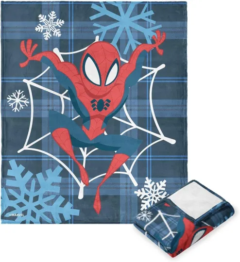 Discover Disney Spider-Man Across The Spider-verse Snowflake Jump Cozy Fleece Blanket
