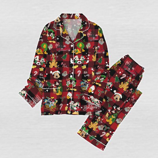Discover Mickey And Minnie Christmas Pajamas Set, Disneyland Family Matching Pajamas, Santa Hat Holiday Pajamas, Funny Cartoon Pjs, Xmas Gifts