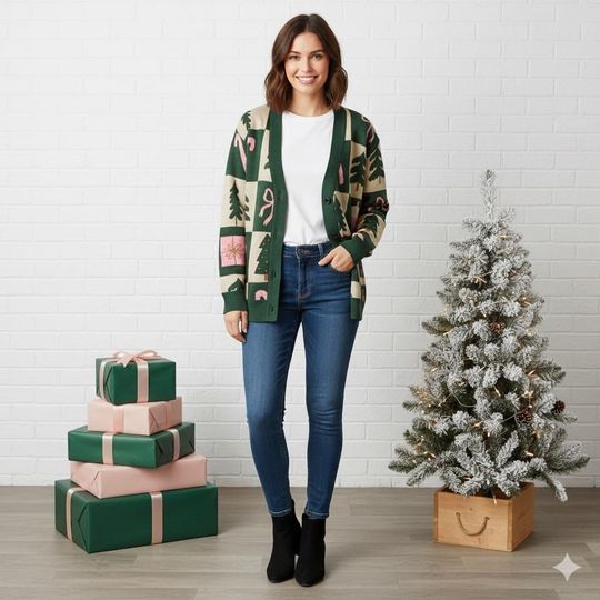 Discover Christmas Unisex Knitted Cardigan Sweater
