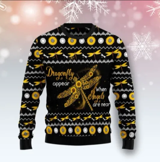 Discover Dragonfly Sunflower Ugly Christmas Sweater