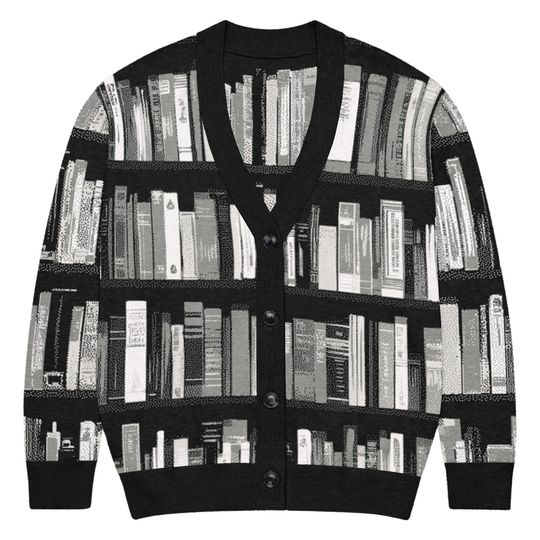 Book Cardigan Sweater Book Lover Gift Idea for Readers, Button Up Knit Sweater