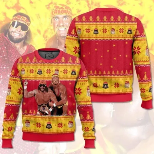Discover Mega Powers Macho Man Ugly Christmas Sweatshirt for Wrestling Fans