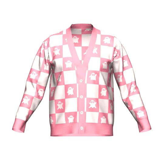 Discover Pink Ghost Cardigan Sweater Pastel Halloween Knit Ghost Crewneck or Sweater Vest
