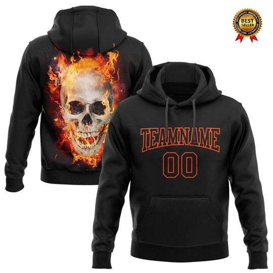 Discover Custom Flaming Skull Hoodie with Fire Design